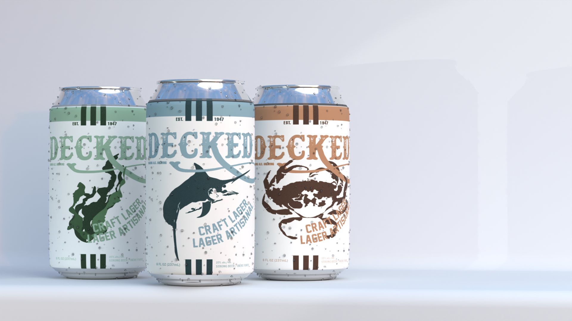 Decked Beer can lineup