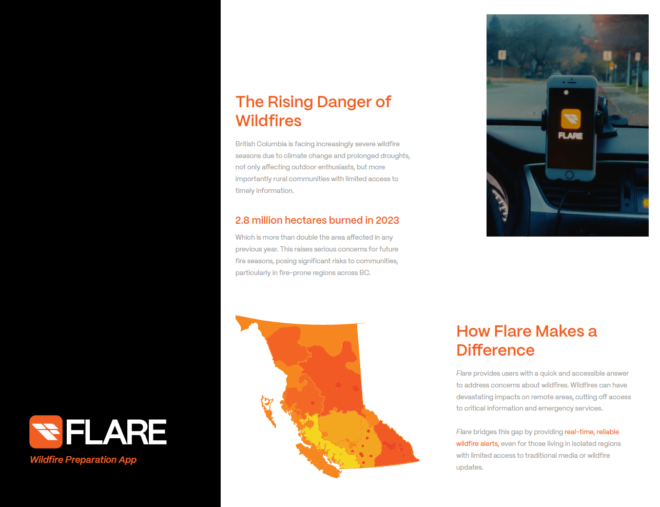 Flare tri-fold brochure, outside