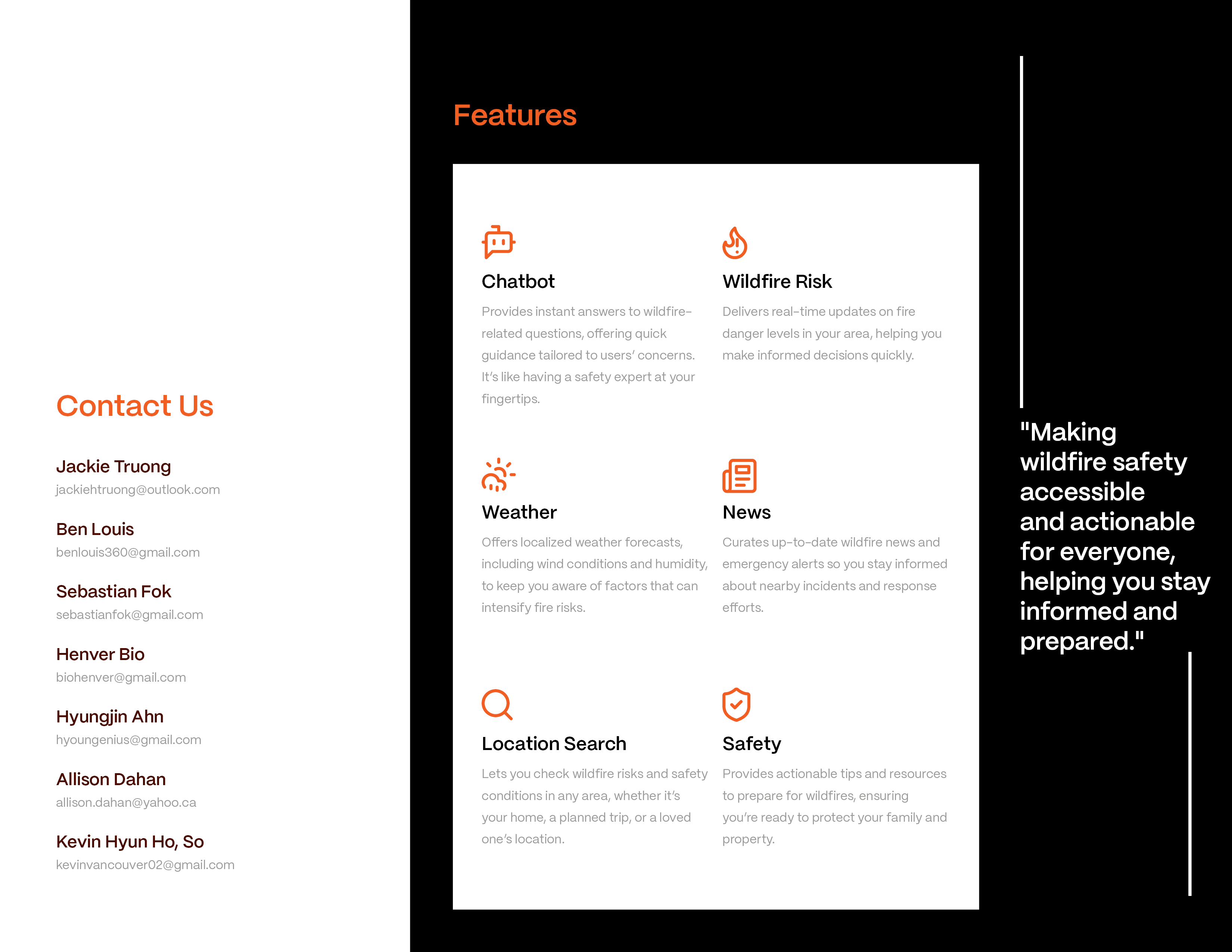 Flare tri-fold brochure, inside