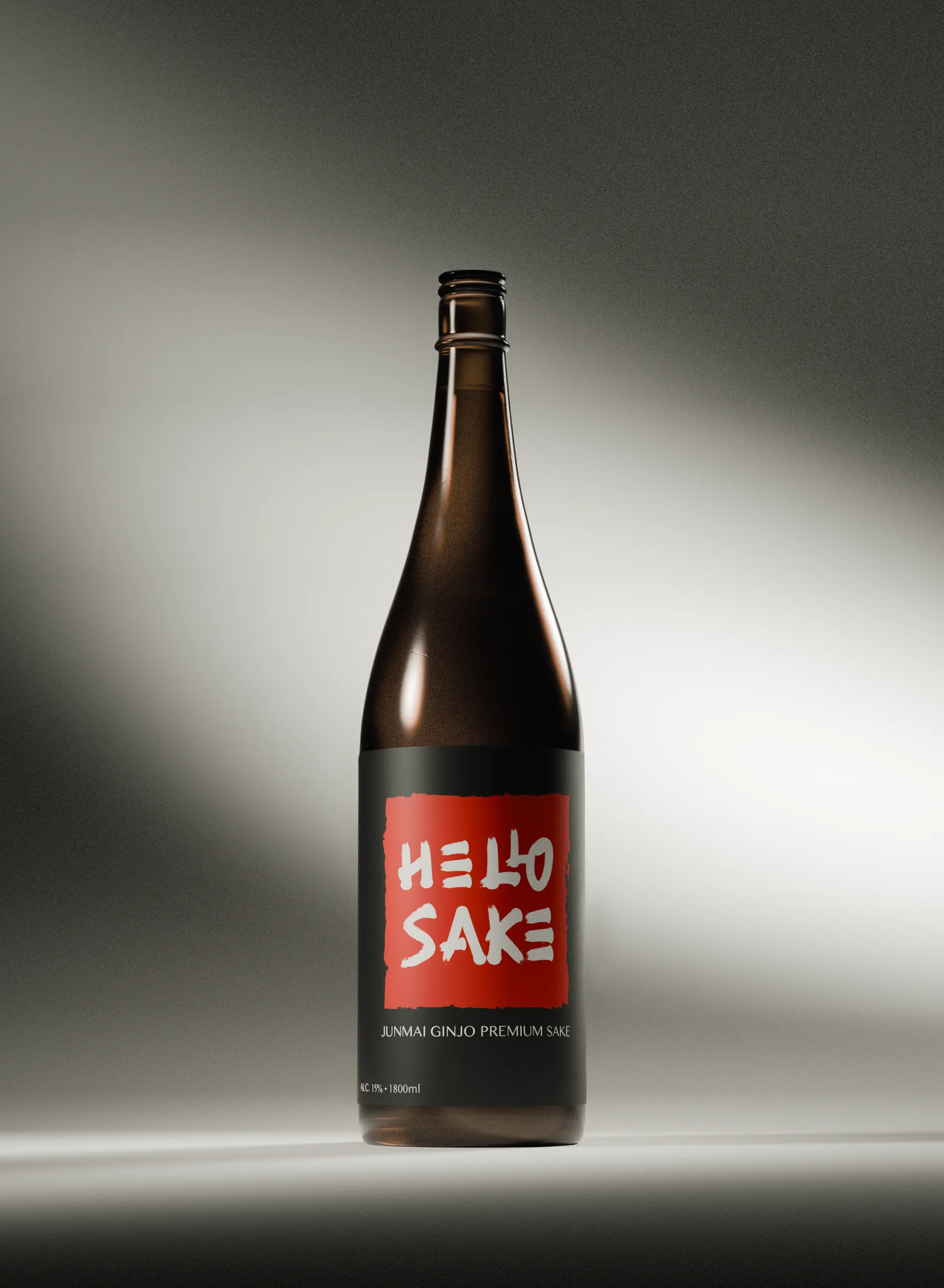 Studio render — the bottle against a soft grey backdrop